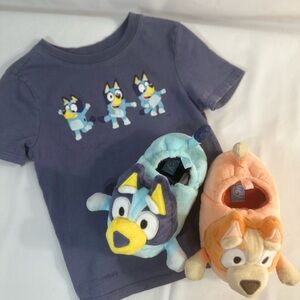 Kids Bluey Tee & Slippers - Blue and Orange